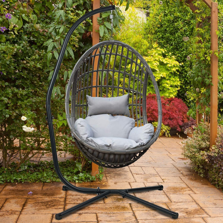 Hammock Steel Stand Only C-Stand for Hanging Chairs Pound Capacity Black