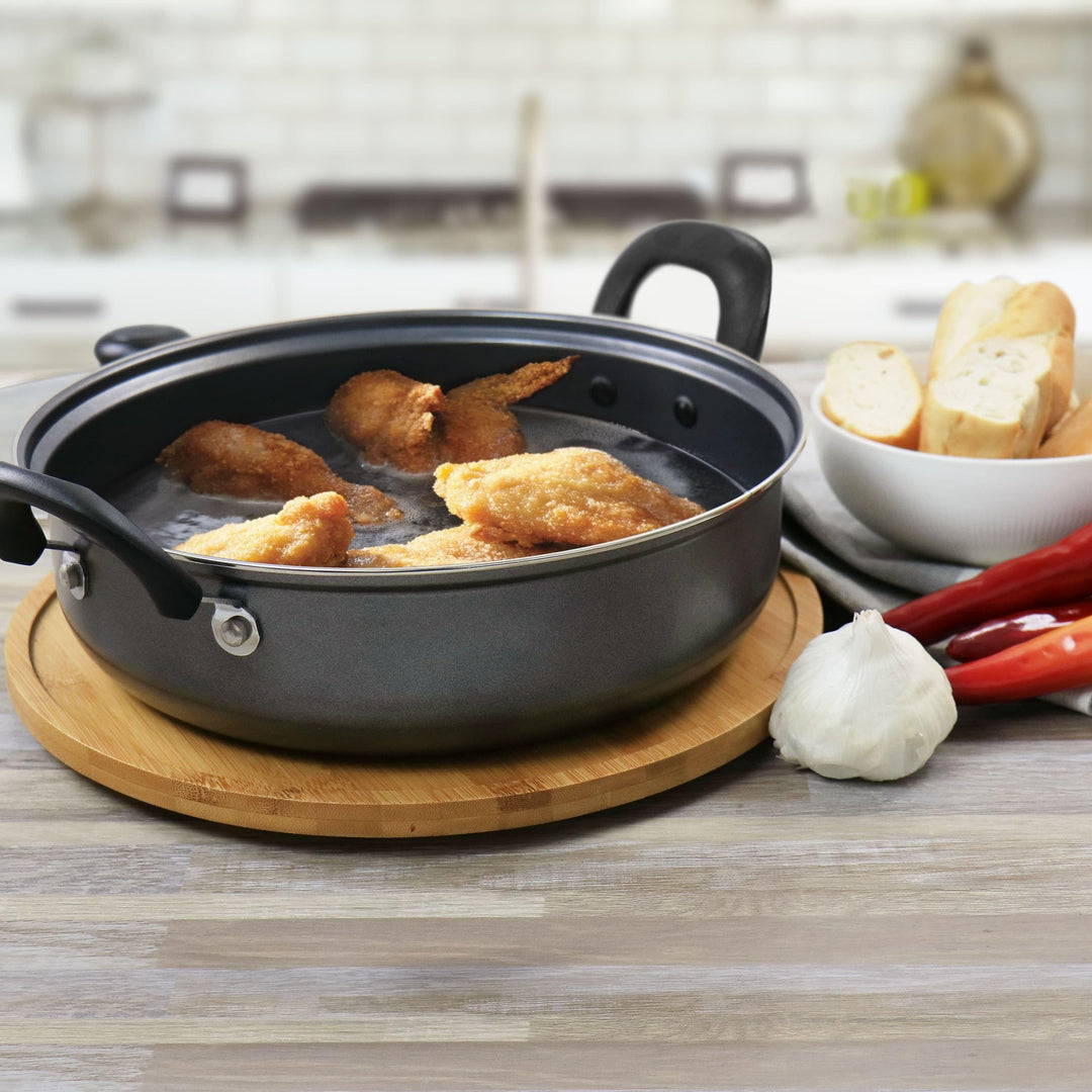 12 Inch Nonstick All Purpose Pan With Lid In Slate Grey - Diamond Home USA
