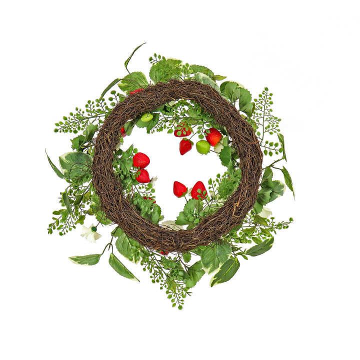 22" and Strawberry Wreath White Traditional Polyester Unlit - Diamond Home USA