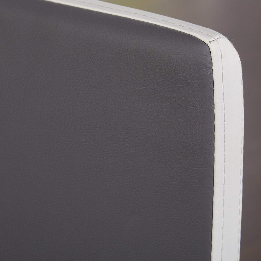 Dining Chairs (Set of 2) Grey White Modern Contemporary Leather Chrome Finish - Diamond Home USA