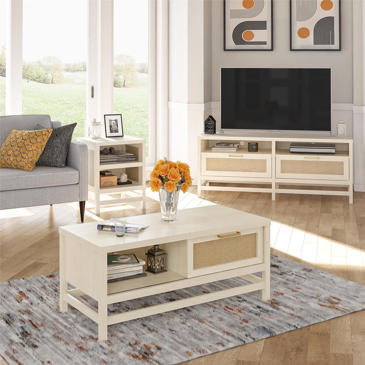 Coffee Table Ivory Bohemian Eclectic Modern Contemporary Rectangular Laminate - Diamond Home USA