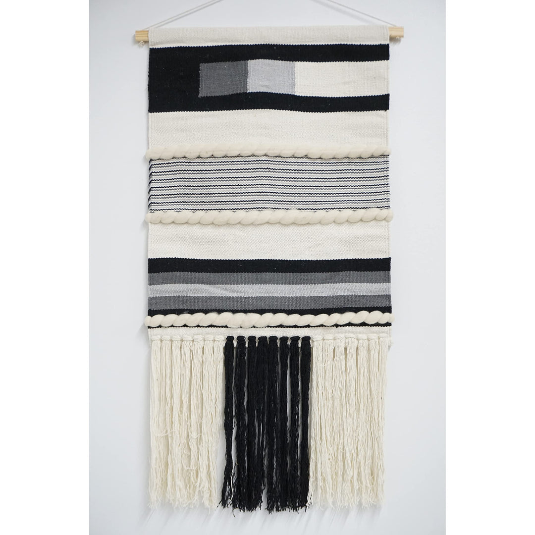 Large Macrame all Hanging Size Black Abstract Modern Contemporary Cotton Hand