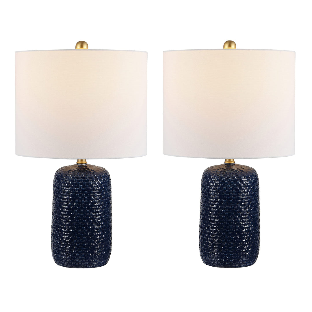 Lighting 22-inch eramic Led Table Lamp (Set of 2) 13" W X L 22" H Blue Modern - Diamond Home USA