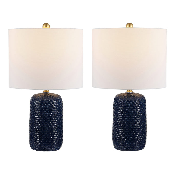 Lighting 22-inch eramic Led Table Lamp (Set of 2) 13" W X L 22" H Blue Modern - Diamond Home USA
