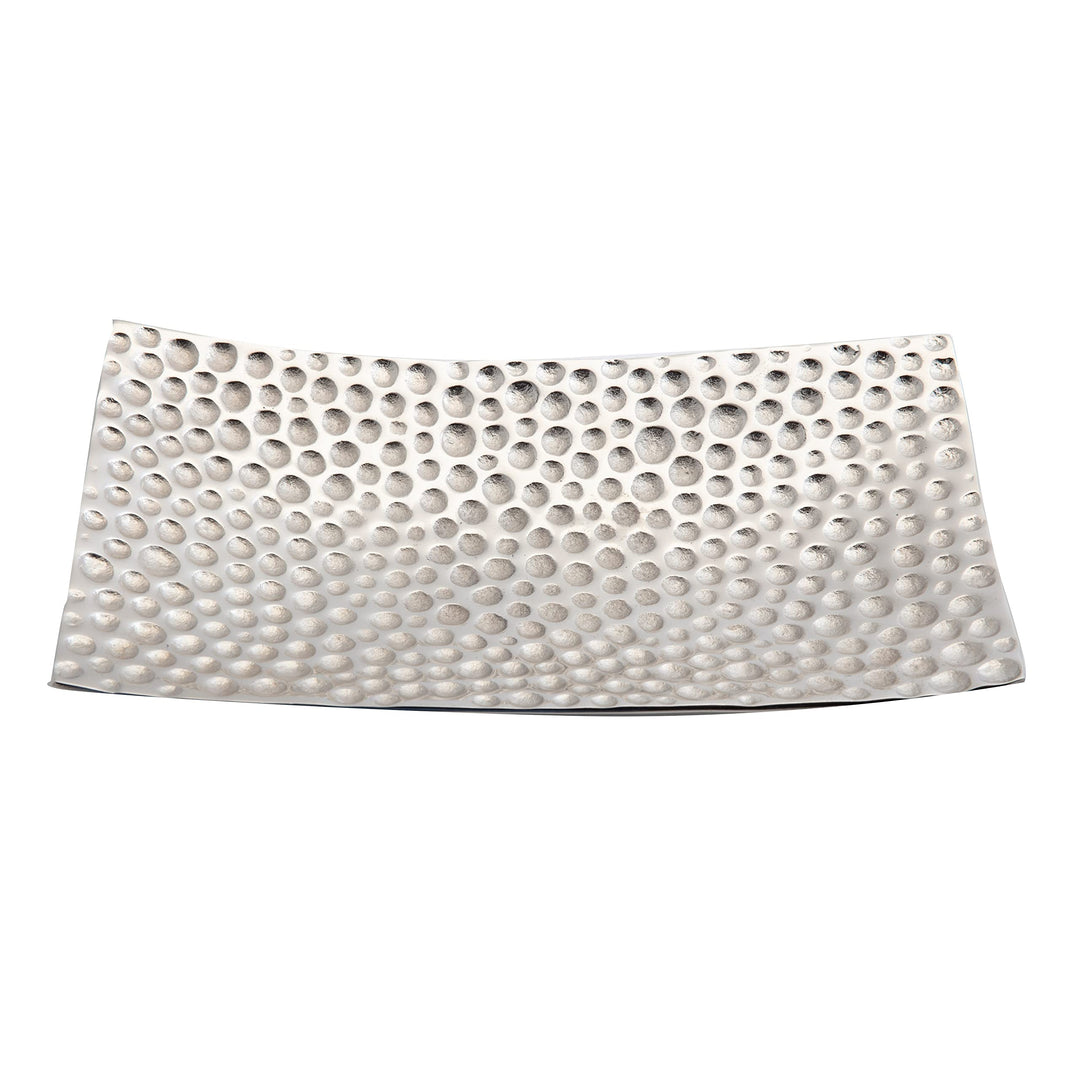 Nickel Rectangular Dimple Tray Silver Metallic Finish Handmade - Diamond Home USA