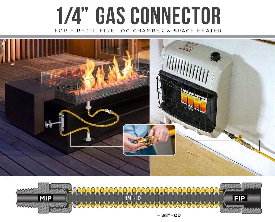Flextron FTGC-YC14-72H 72 Inch Flexible Epoxy Coated Gas Line Connector with 3/8 - Diamond Home USA