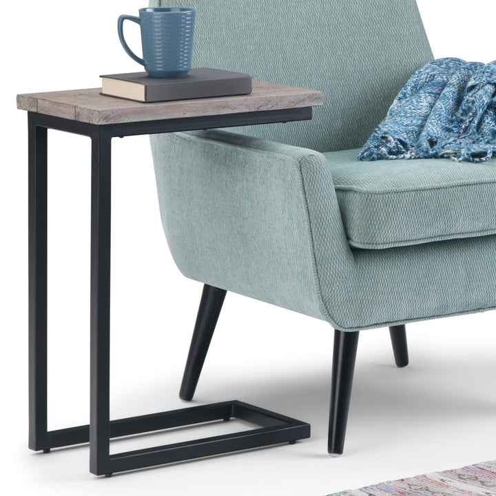 SIMPLIHOME Skyler SOLID MANGO WOOD and Metal 18 inch Wide Rectangle C Side Table