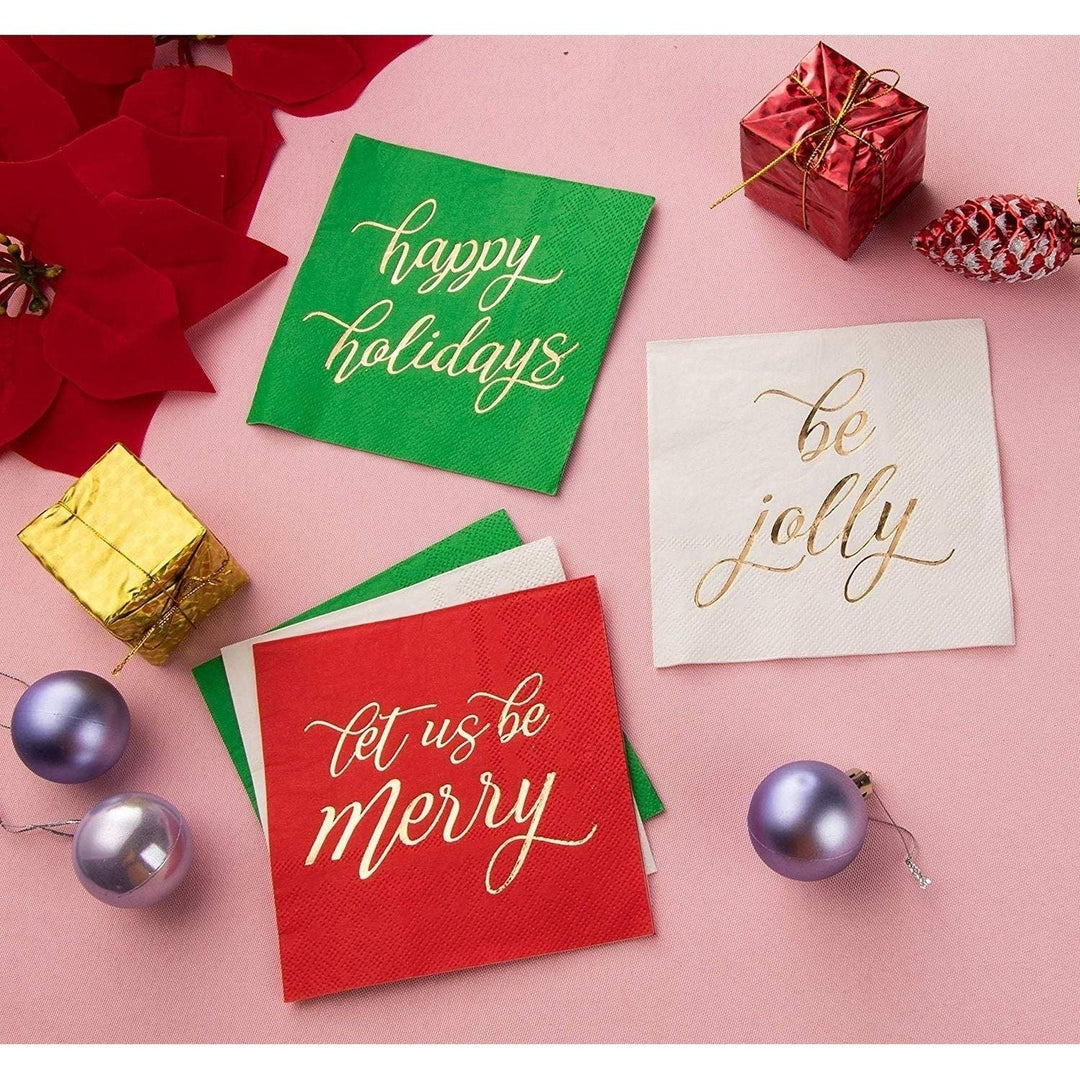 Cocktail Napkins Disposable Paper Christmas Holidays Dinner Multi Color - Diamond Home USA