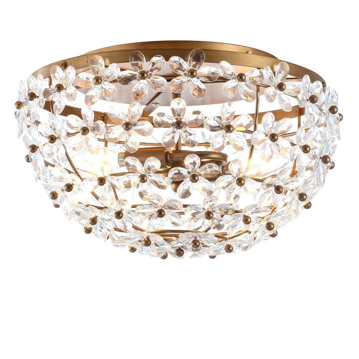 Coco 15.5" Metal/acrylic Led Flush Mount Antique Gold Brown Metallic Glam - Diamond Home USA
