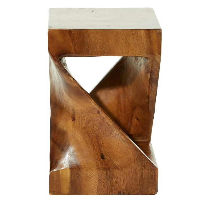 Wood Side Table 12 Inches Wide 18 High Brown Traditional Stained