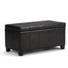 SIMPLIHOME Dover 36 inch Wide Rectangle Lift Top Storage Ottoman Bench in Midnight Black