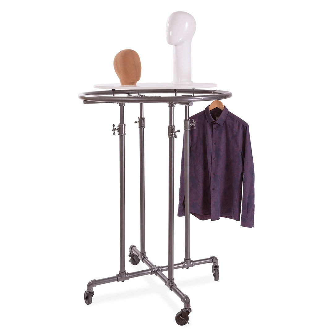 Econoco PSRD36 Adjustable Height Pipeline Round Garment Rack 36" Dia. - Diamond Home USA