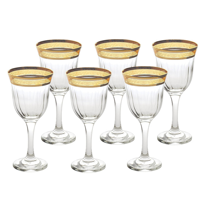 Red Wine Set Of 6 Collection Amber Gold Glass Handmade