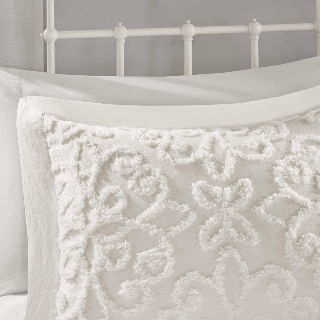 Oversized White Chenille Bedspread Full/Queen 102x118 Vintage Medallion Extra - Diamond Home USA