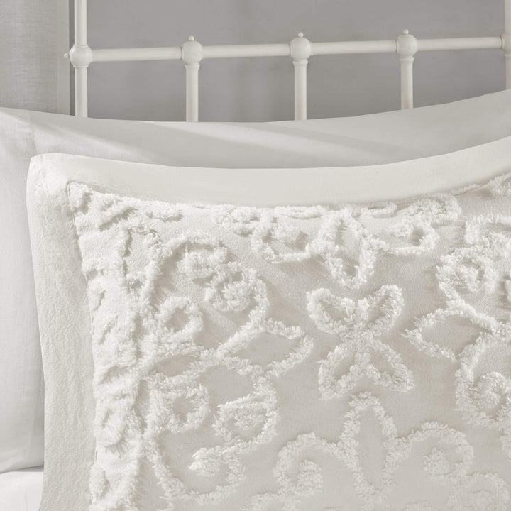 Oversized White Chenille Bedspread Full/Queen 102x118 Vintage Medallion Extra - Diamond Home USA