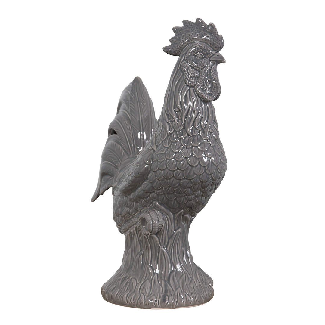 Grey Rooster Statue Animals Ceramic - Diamond Home USA
