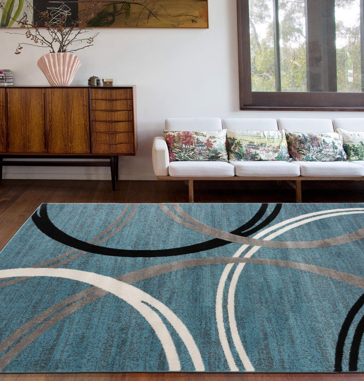 Rugshop Contemporary Abstract Circles Design Area Rug