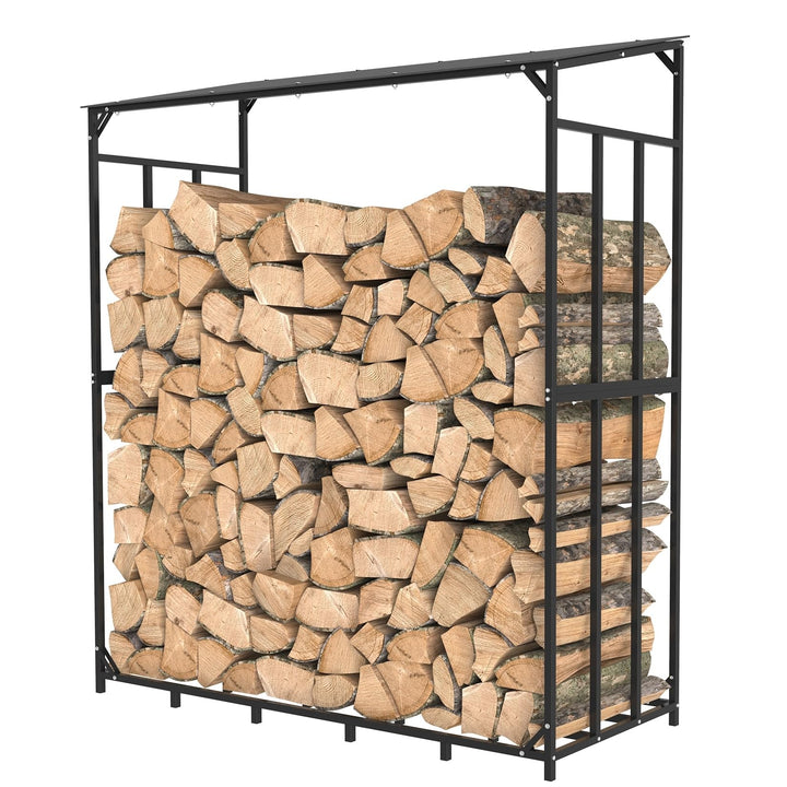 Large Firewood Log Rack Wood Storage Holder Iron Shed With Roof 61.6 X 24.8 69.5 - Diamond Home USA