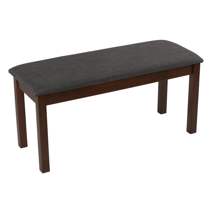 Dining Bench in Charcoal Fabric Walnut Finish 40" Grey Solid