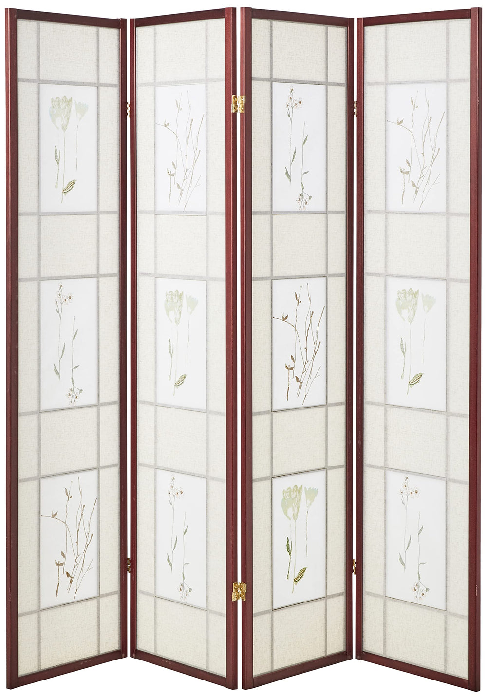 ORE International Four Panel Shoji Screen Cherry Finish - Diamond Home USA
