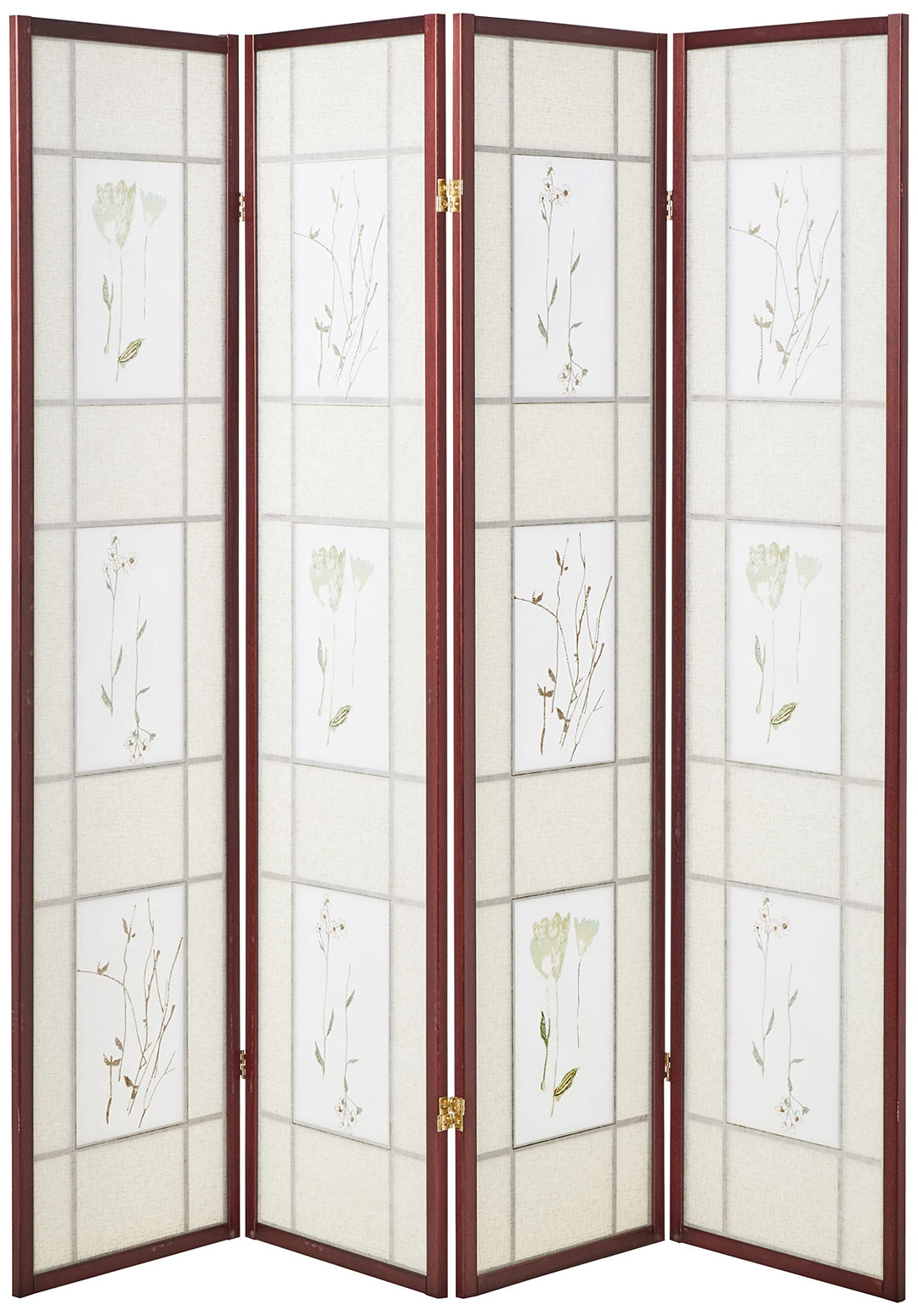 ORE International Four Panel Shoji Screen Cherry Finish - Diamond Home USA