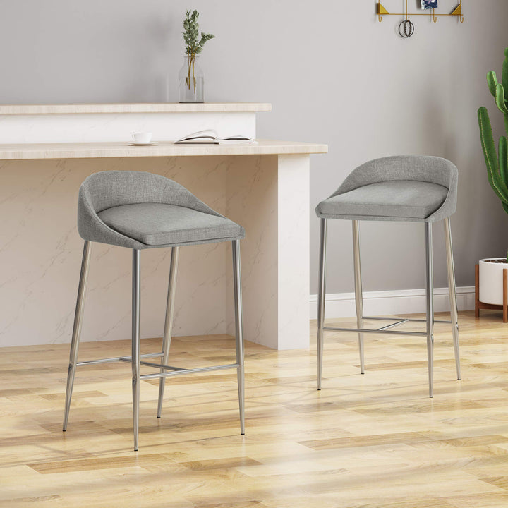 Christopher Knight Home Fanny Counter Stools Modern Upholstered Chrome Iron Legs - Diamond Home USA