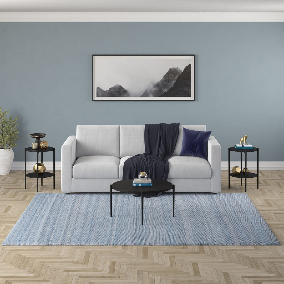 18'' Wide Round Side Table with Metal Shelf Black Modern Contemporary Bronze - Diamond Home USA