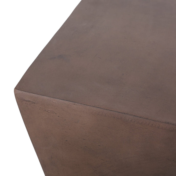 Outdoor Lightweight Concrete Side Table Brown Modern Contemporary Square Water - Diamond Home USA