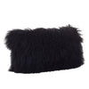 SARO LIFESTYLE 100% Wool Mongolian Lamb Fur Throw Pillow with Poly Filling 12" x Black