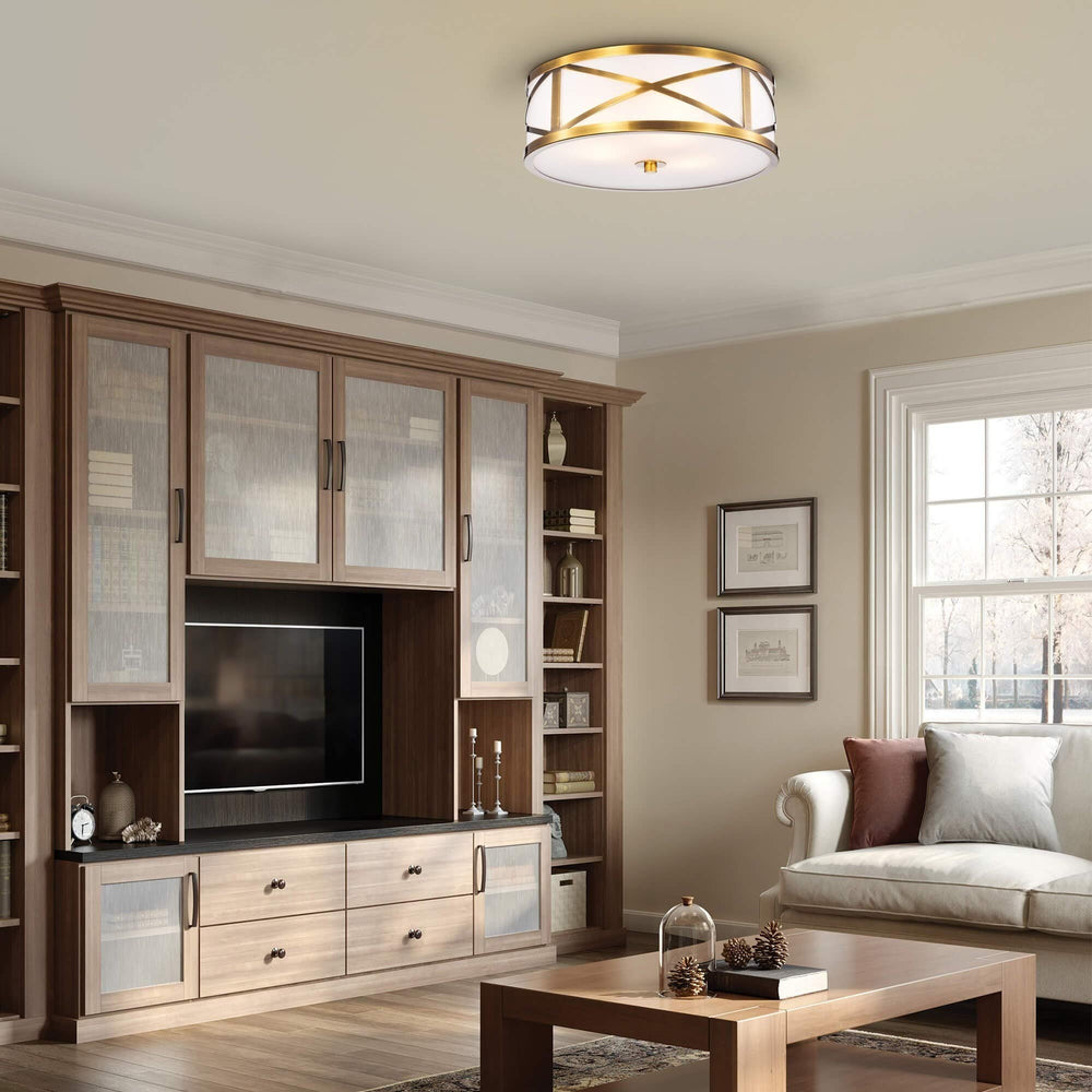 The Lighting Store Blanca Metallic Goldtone Metal 'X' Frame Glass Drum Shade - Diamond Home USA