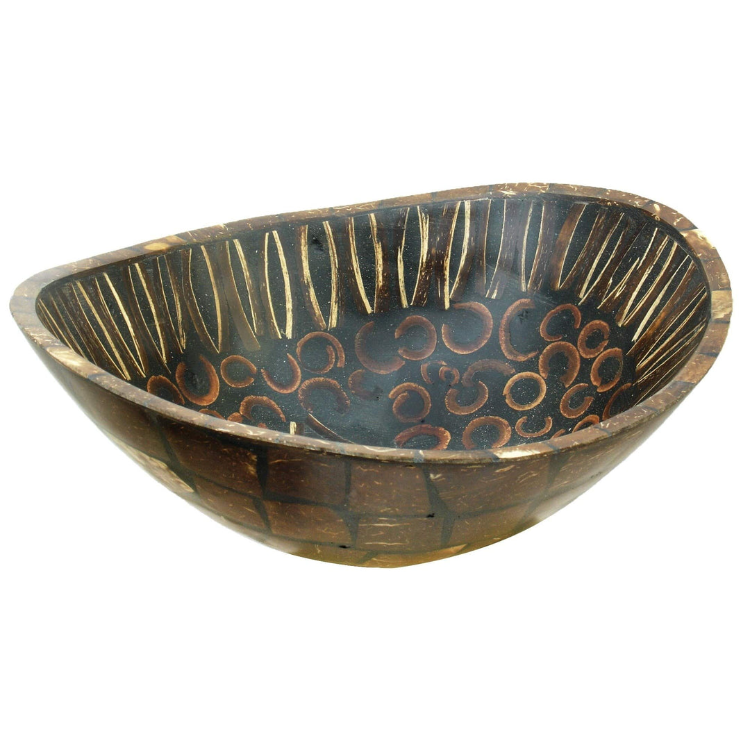 Handmade Natural Cinnamon And Coconut Shell Bowl (Indonesia) - White Brown - Diamond Home USA