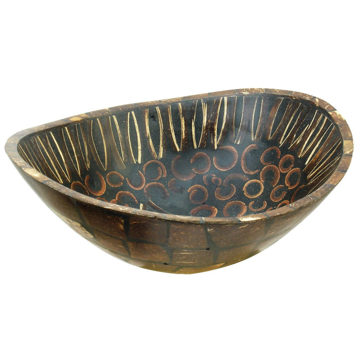 Handmade Natural Cinnamon And Coconut Shell Bowl (Indonesia) - White Brown - Diamond Home USA