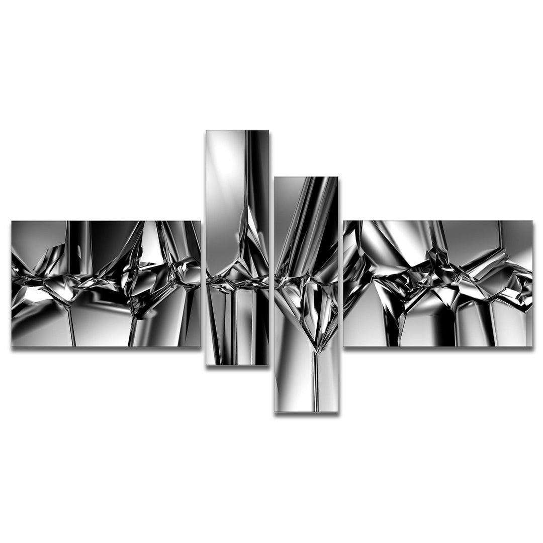 DESIGN ART Designart "Black White Crystal Background" Abstract Canvas Art 60 in. wide x 32 in. high - 4 Panels - Diamond Home USA