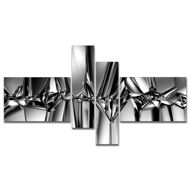 DESIGN ART Designart "Black White Crystal Background" Abstract Canvas Art 60 in. wide x 32 in. high - 4 Panels - Diamond Home USA