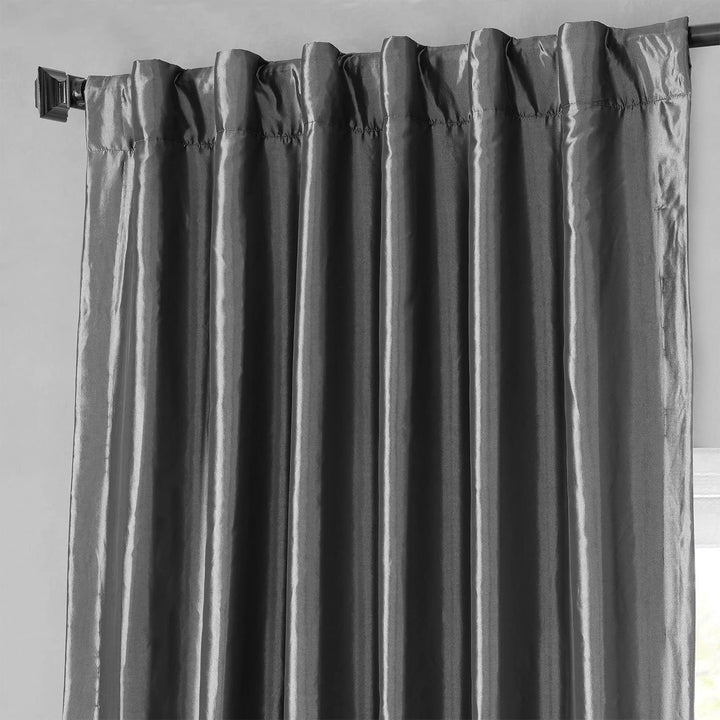 Exclusive Fabric Faux Silk Taffeta Solid Blackout Curtain (1 Panel)