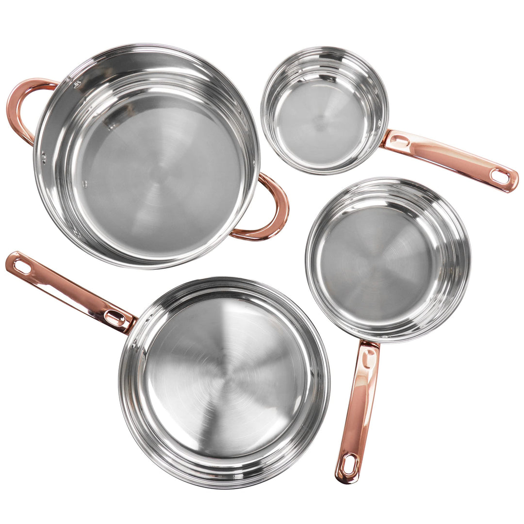 8pc Stainless Steel Cookware Set in Rose Gold 8 Piece - Diamond Home USA