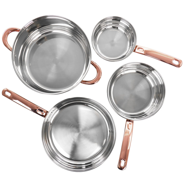 8pc Stainless Steel Cookware Set in Rose Gold 8 Piece - Diamond Home USA