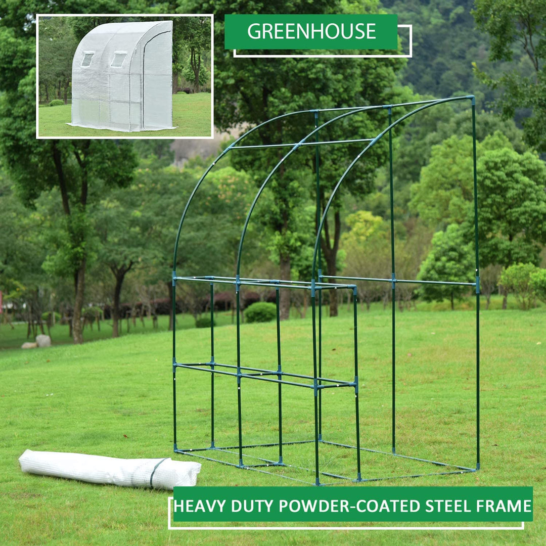 Aoodor Walk-in Lean to Wall Greenhouse 6.7ft. x 3.3ft. x 7.2ft. Water - Diamond Home USA