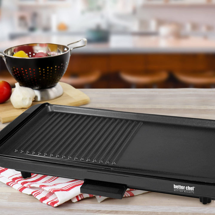 2 In 1 Family Size Electric Counter Top Grill/griddle Black Non-stick Surface - Diamond Home USA