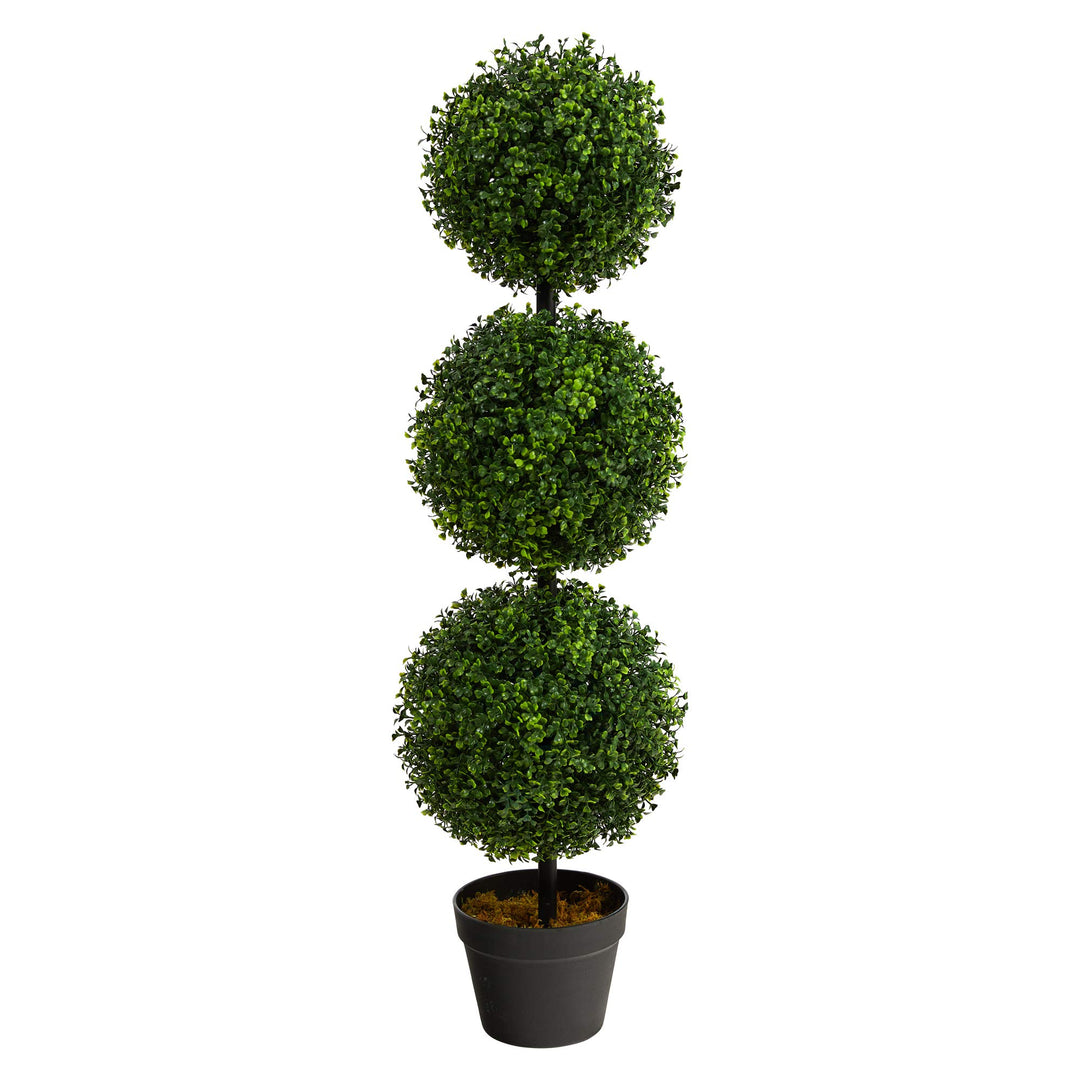 Nearly Natural 3ft. Artificial Triple Ball Boxwood Topiary Tree (Indoor/Outdoor)
