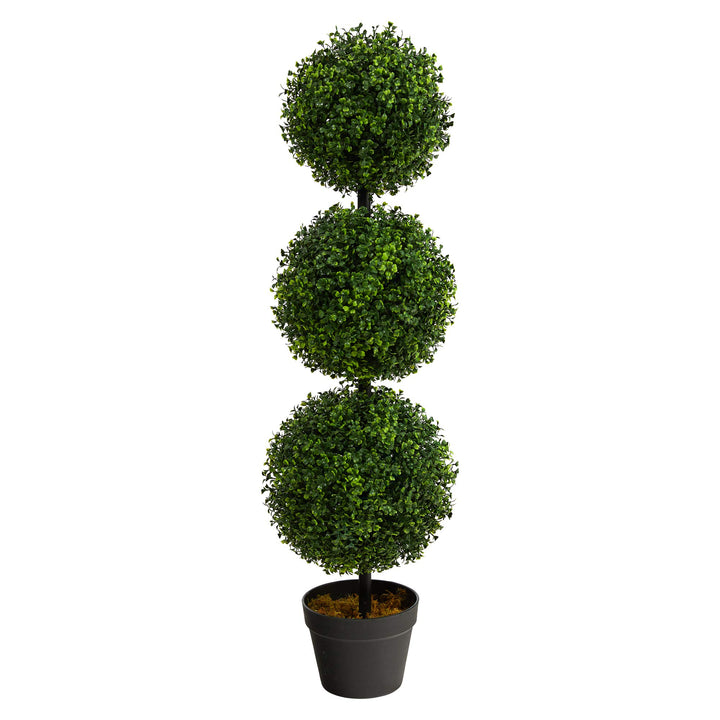 Nearly Natural 3ft. Artificial Triple Ball Boxwood Topiary Tree (Indoor/Outdoor)