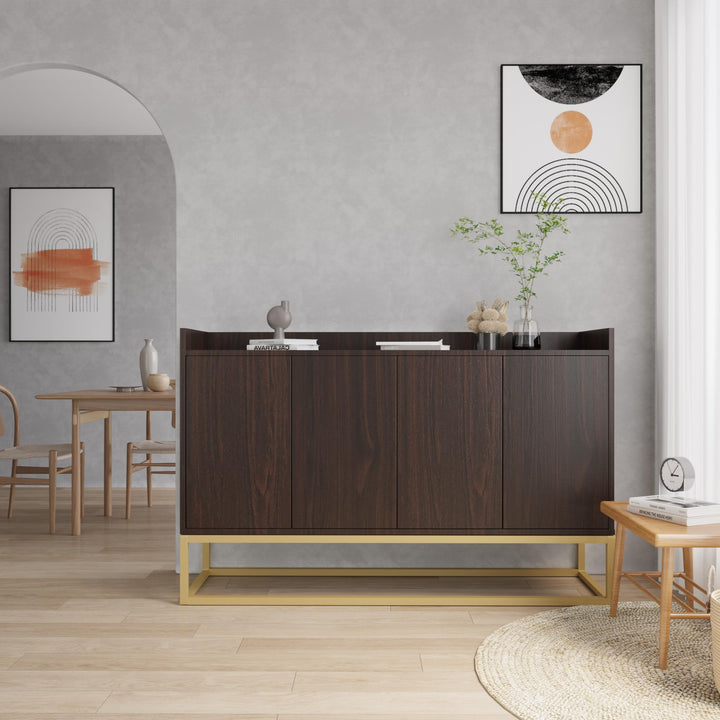 Modern Sideboard Buffet Cabinet with Large Storage Space Brown Contemporary Wood