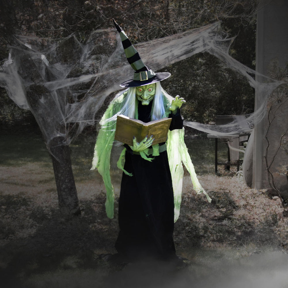 Haunted Hill Farm 6-Ft. Enchantress Witch Motion-Activated Talking Scare Prop - Diamond Home USA