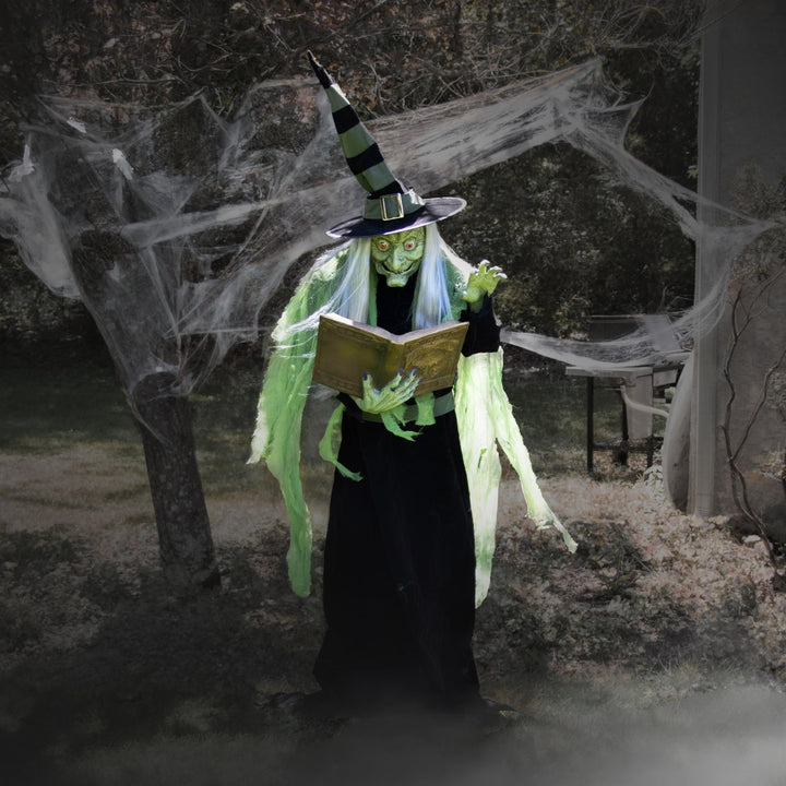 Haunted Hill Farm 6-Ft. Enchantress Witch Motion-Activated Talking Scare Prop - Diamond Home USA