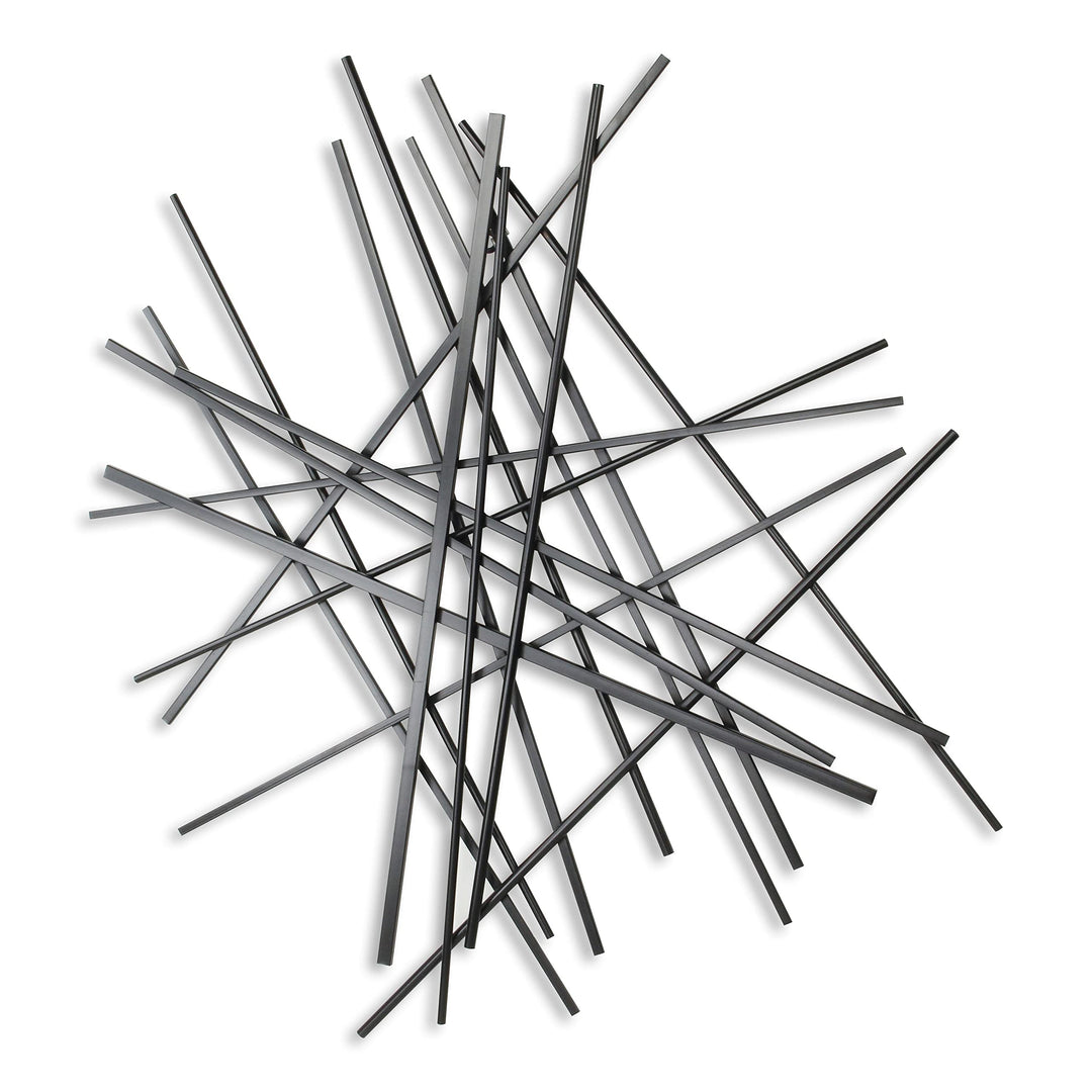 Black Large Abstract Wall Art Modern Contemporary Metal Handmade - Diamond Home USA