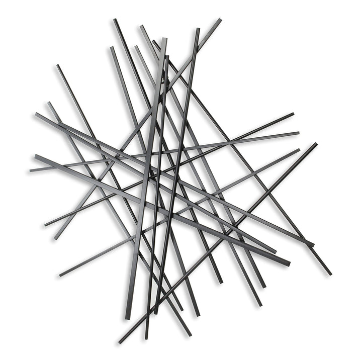 Black Large Abstract Wall Art Modern Contemporary Metal Handmade - Diamond Home USA