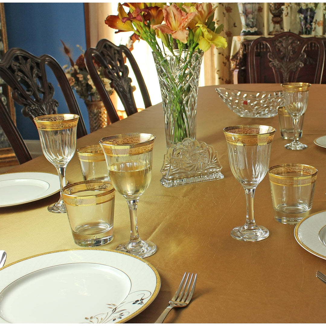 Red Wine Set Of 6 Collection Amber Gold Glass Handmade - Diamond Home USA