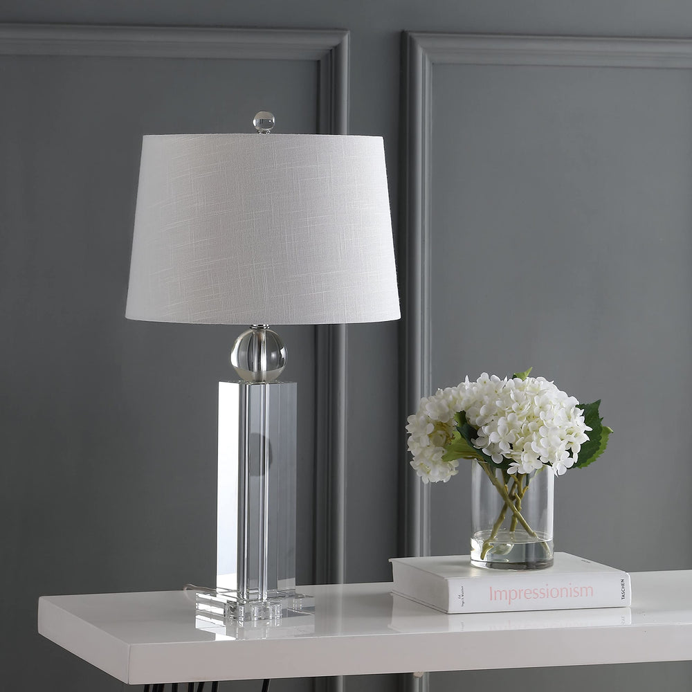 28.5" Crystal Led Table Lamp Clear Glam Traditional Transitional Chrome Bulbs - Diamond Home USA