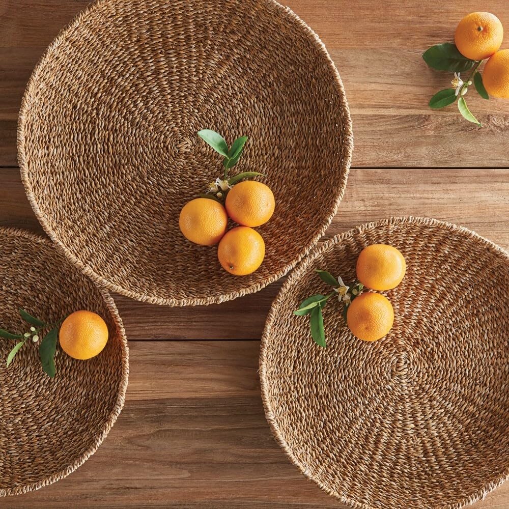 Seagrass Round Trays Set of 3 - Diamond Home USA