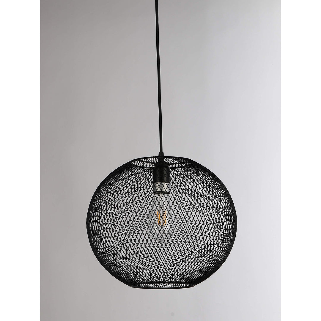 Black Sphere Mesh Pendant Light Farmhouse Industrial Metal - Diamond Home USA